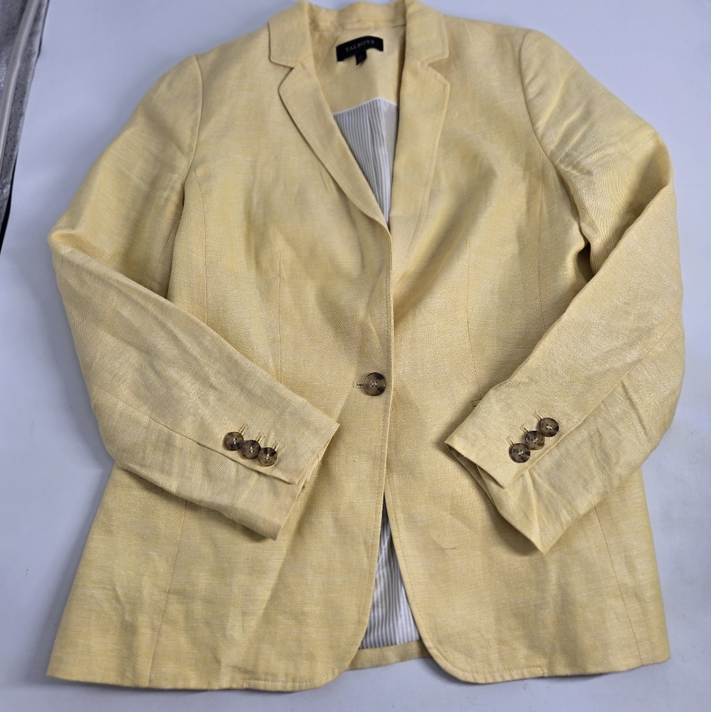 Talbots Yellow Linen Blazer 10